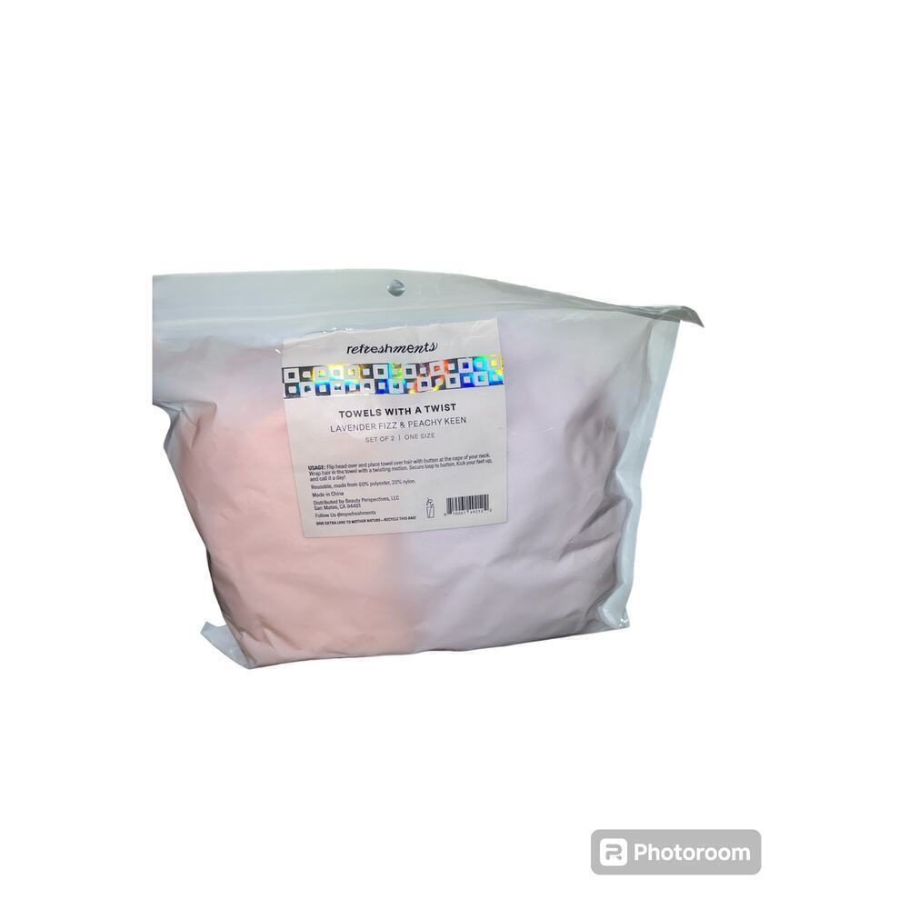Refreshments Towels With A Twist Hair Towel Set Lavender Fizz Peachy Keen 2 Pack